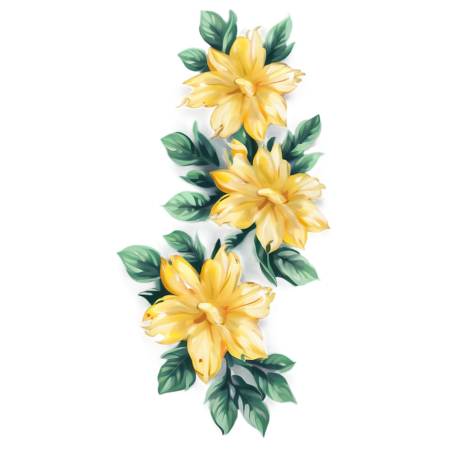 Yellow Floral Pattern Png 06122024 PNG