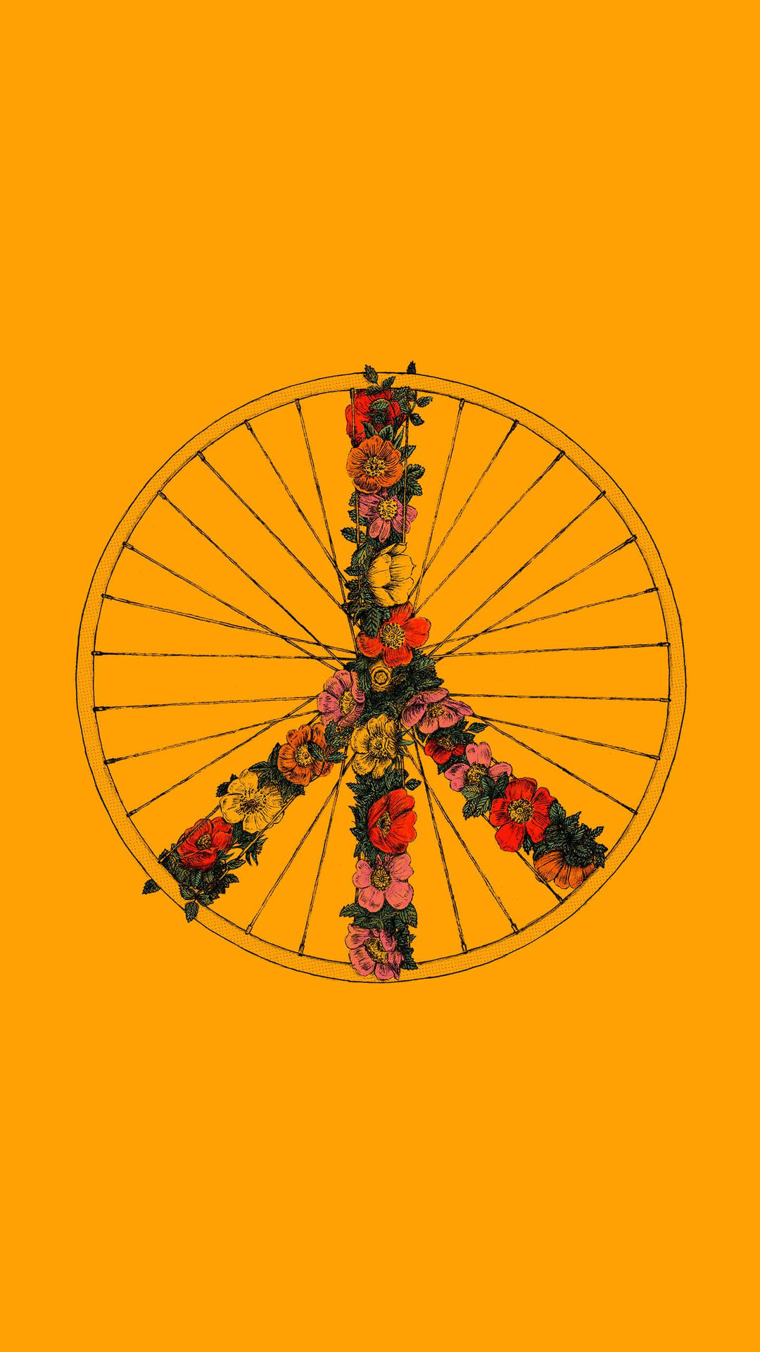 Yellow Floral Peace Wheel