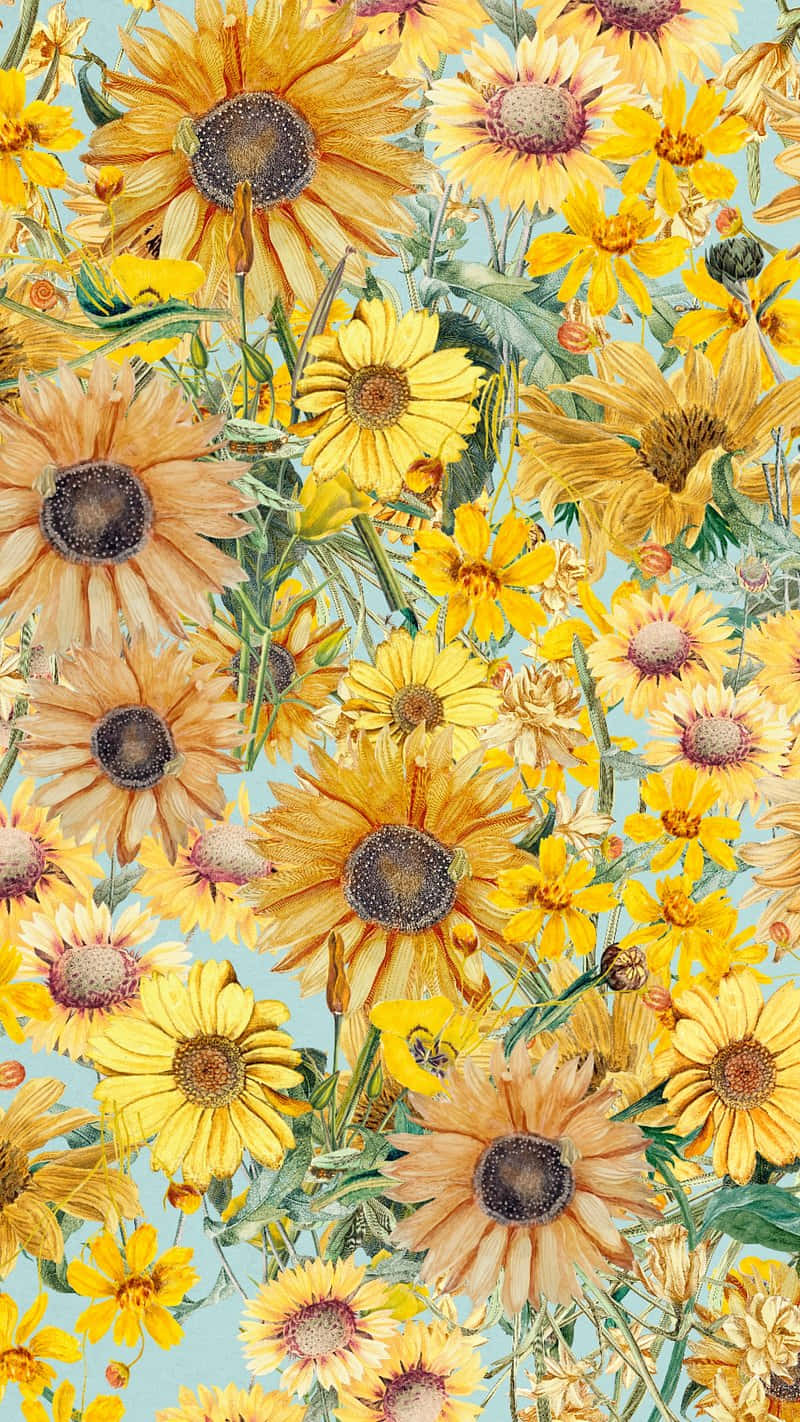 Yellow Floral Summer Aesthetic Pattern Wallpaper