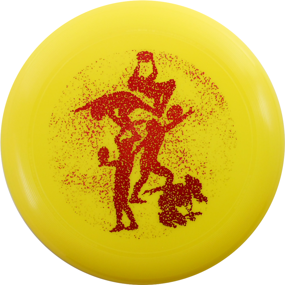 Yellow Frisbee Red Silhouette Graphic PNG