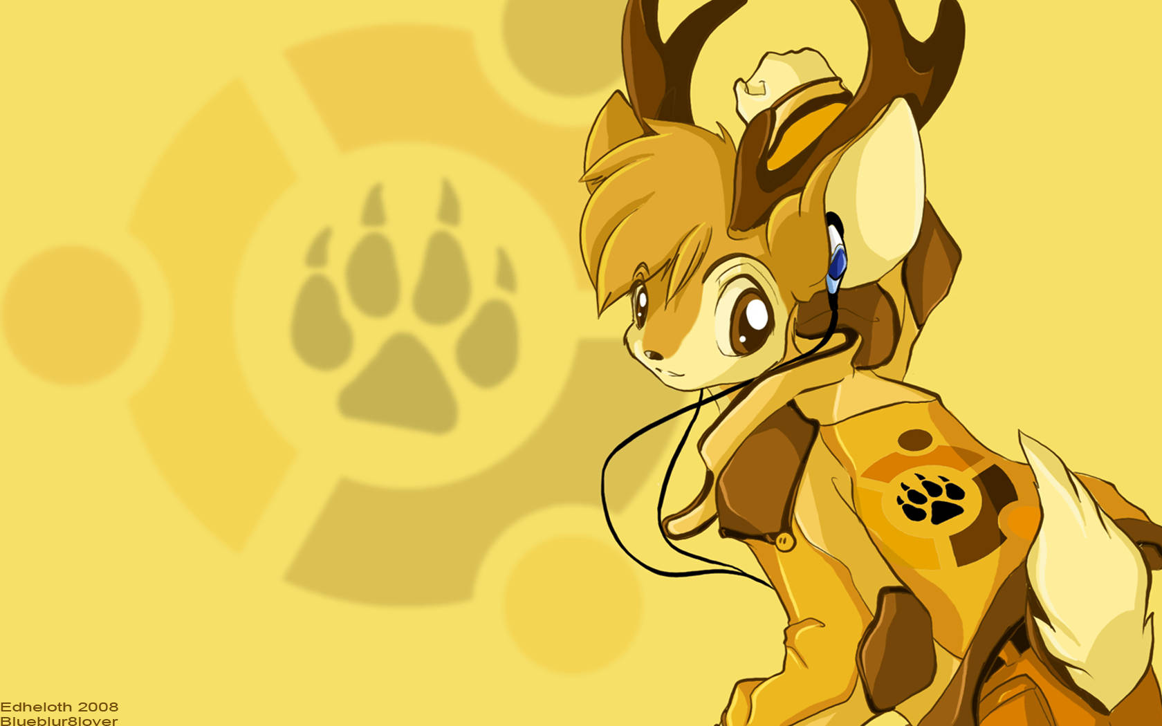 Yellow Furry Anthropomorphic Deer Background