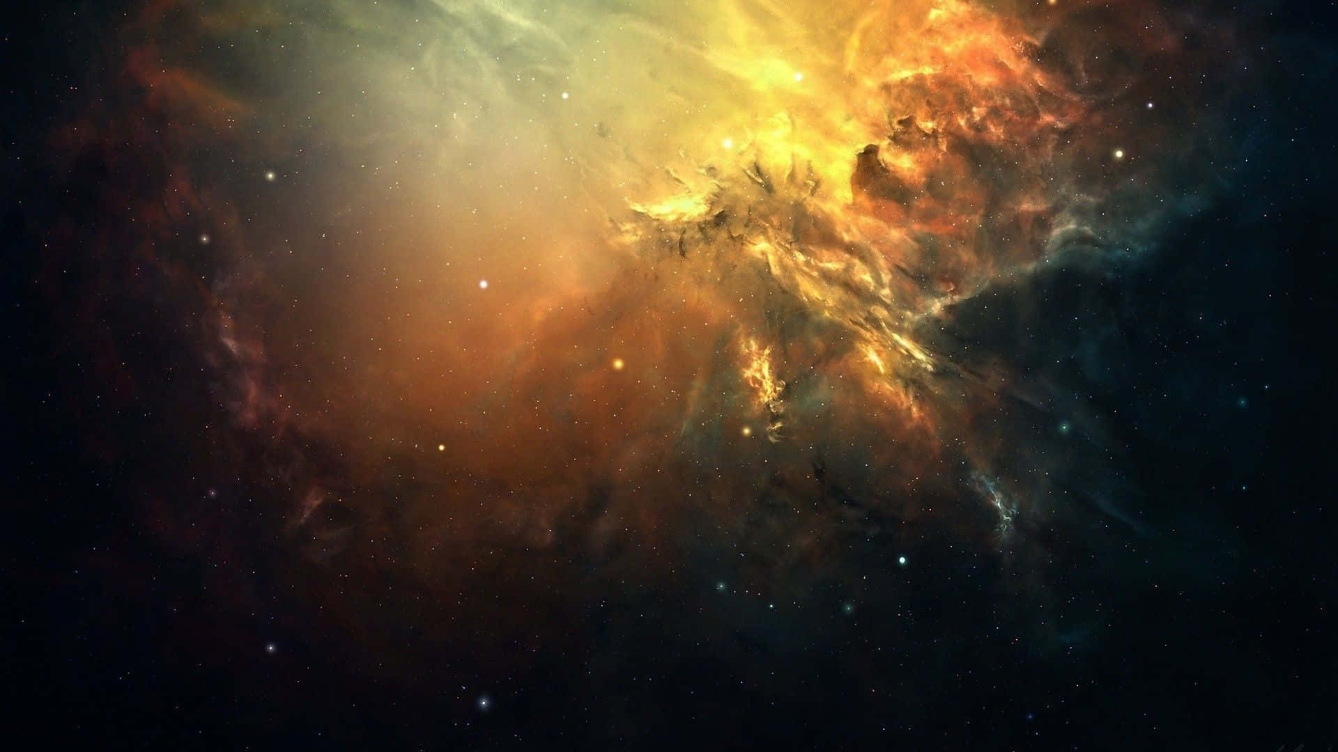 Galaxiaamarilla Majestuosa En El Vasto Universo. Fondo de pantalla