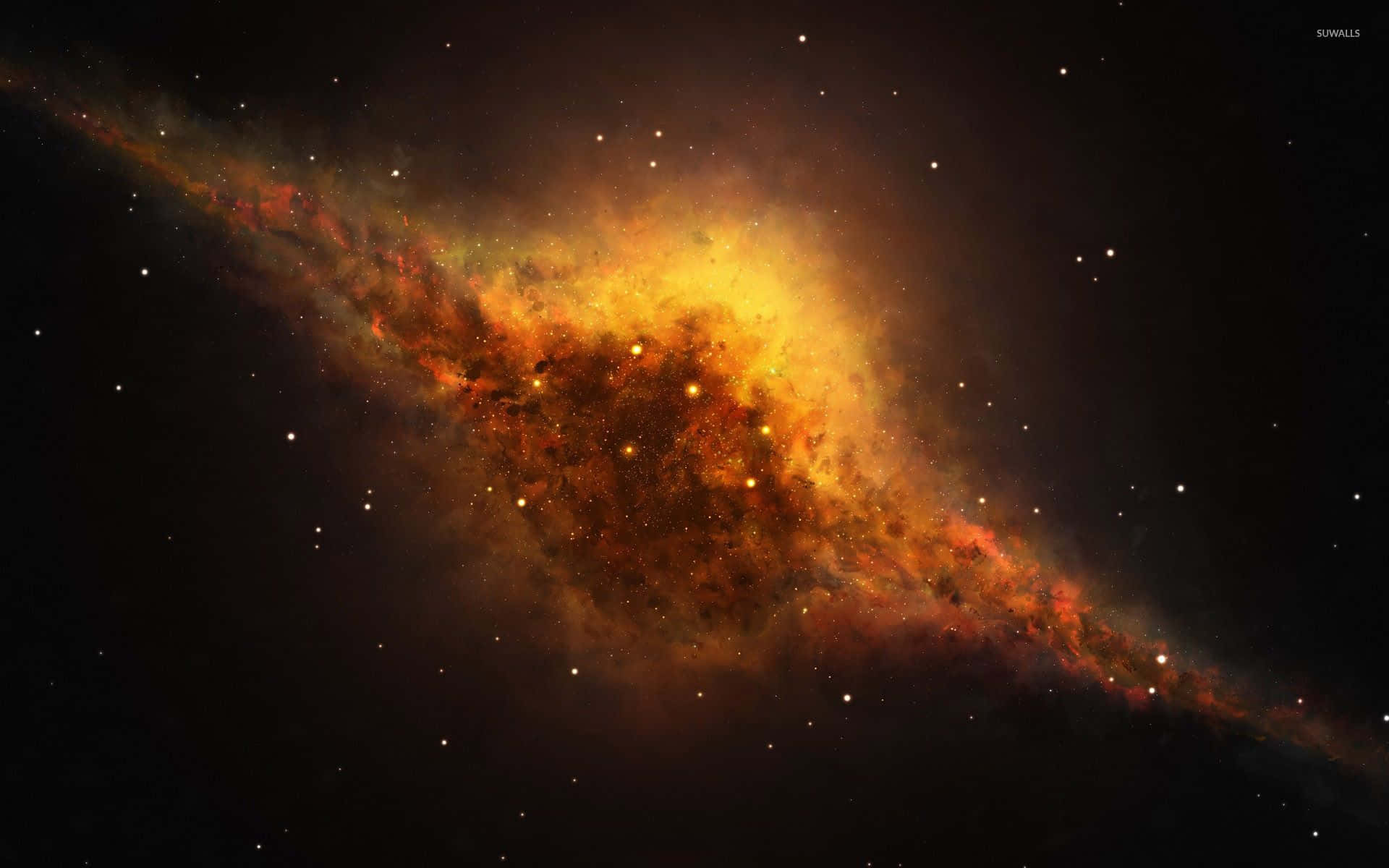Impresionantefondo De Pantalla De La Galaxia Amarilla. Fondo de pantalla