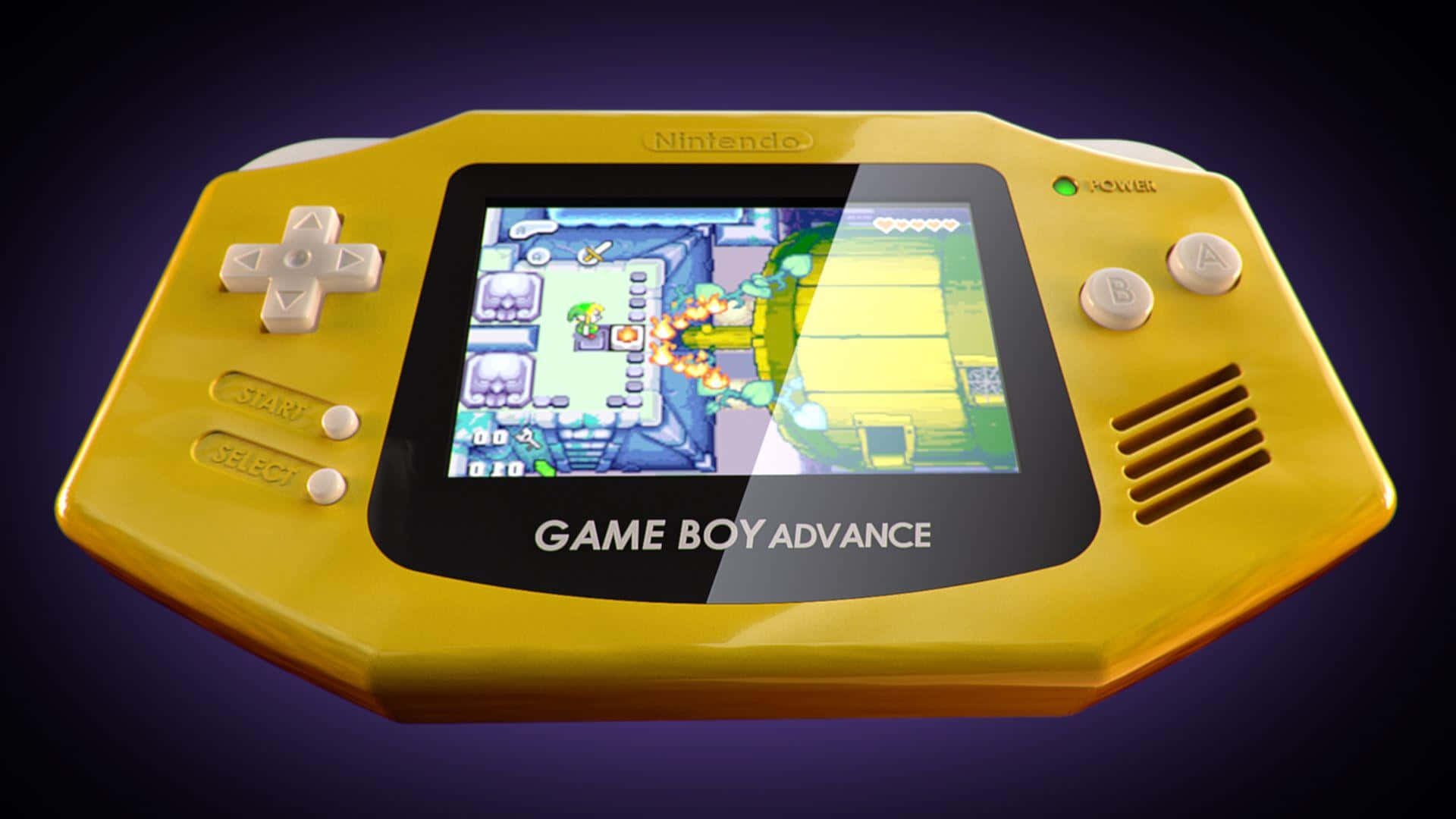 Yellow Game Boy Advance Displaying Game Wallpaper