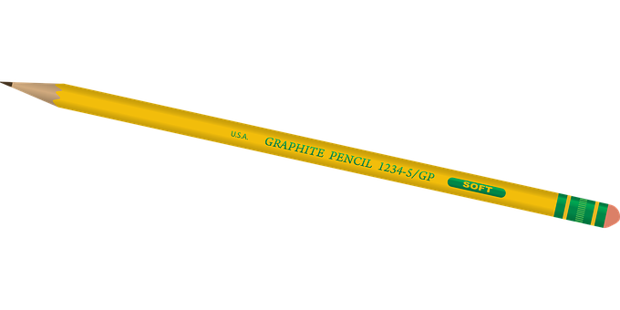 Yellow Graphite Pencil Black Background PNG