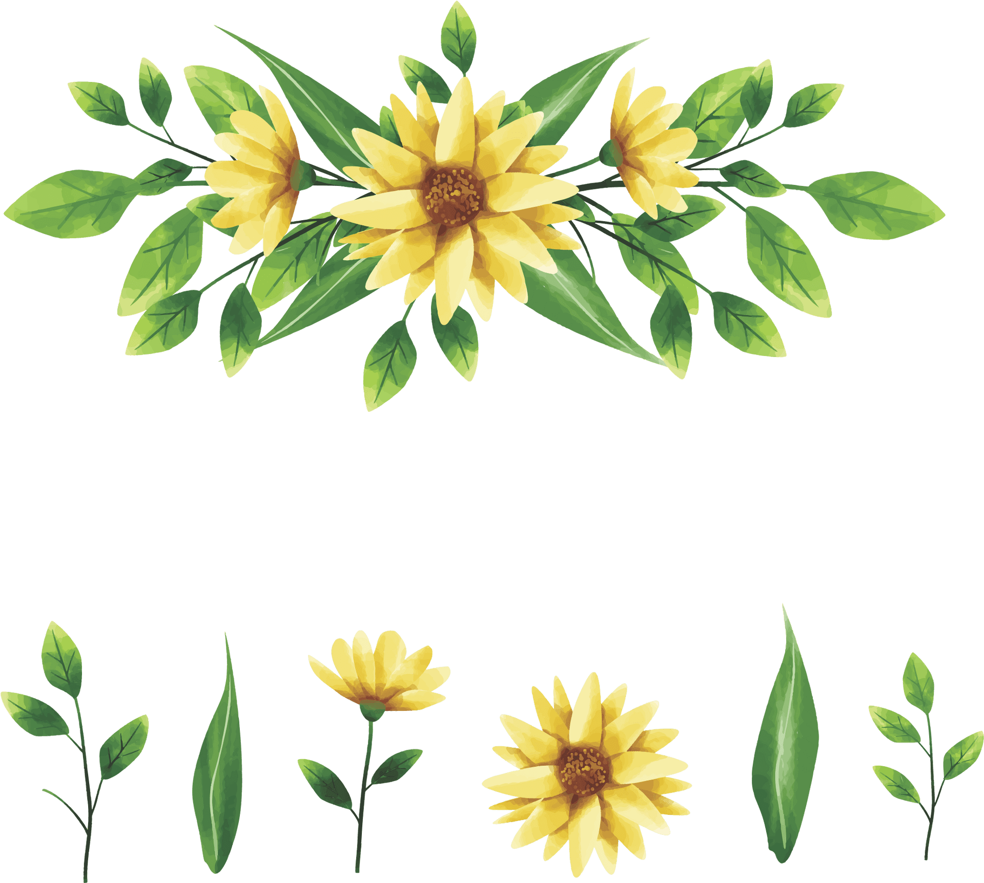 Yellow Grass Flowers Arrangement PNG