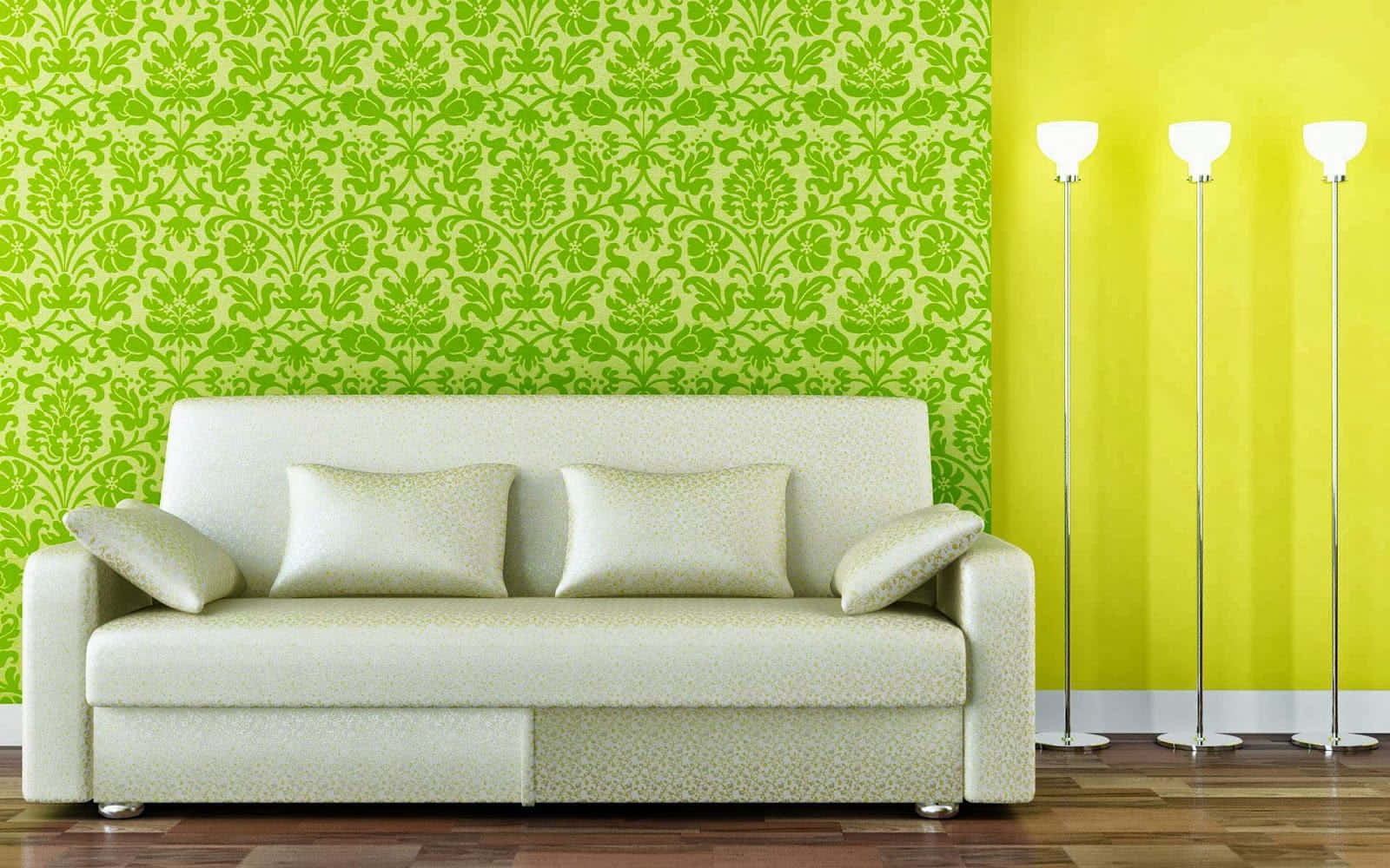 Yellow Green Home Interior Couch Wallpaper