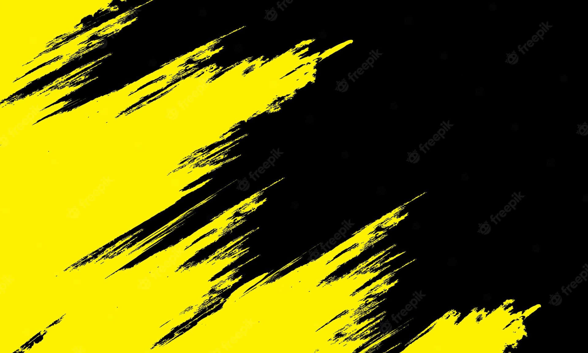 Yellow And Black Paint Brush Strokes On A Black Background Wallpaper