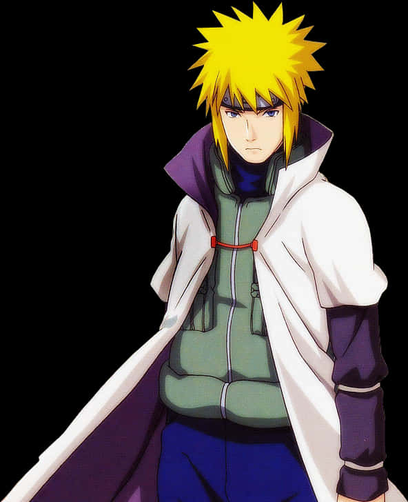 Yellow Haired Anime Character Hokage Look PNG