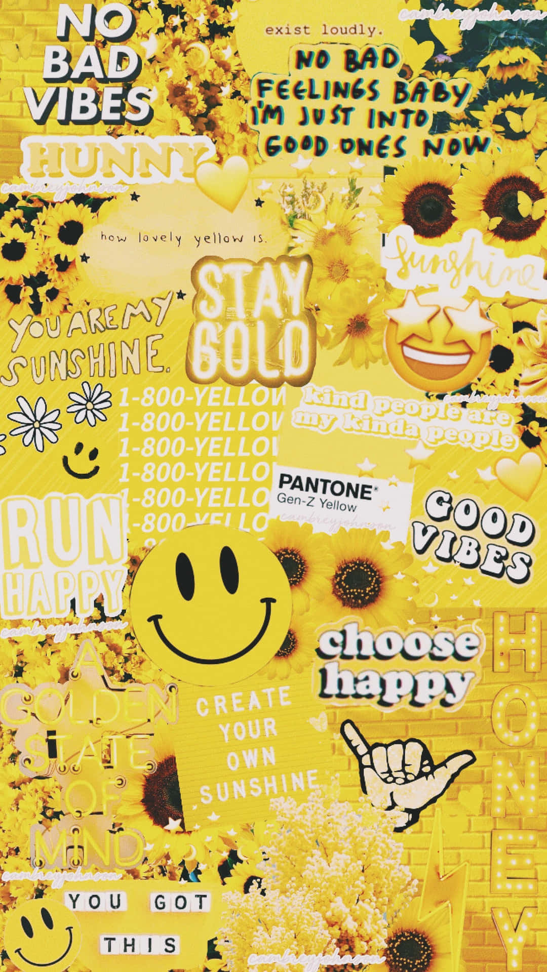 Yellow Happiness Collage Aesthetic Wallpaper