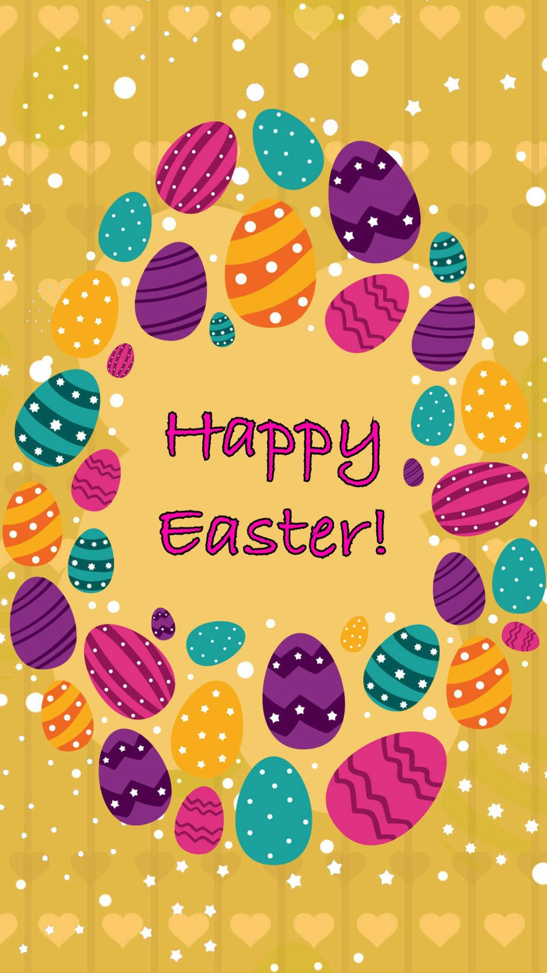 Yellow Happy Easter Greeting Card Digital Art Wallpaper