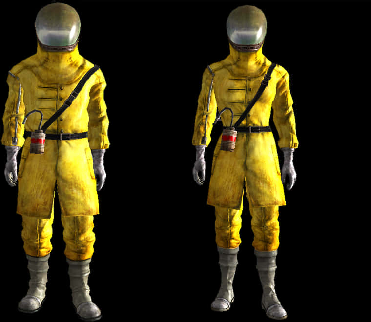 Yellow Hazmat Suit3 D Model PNG