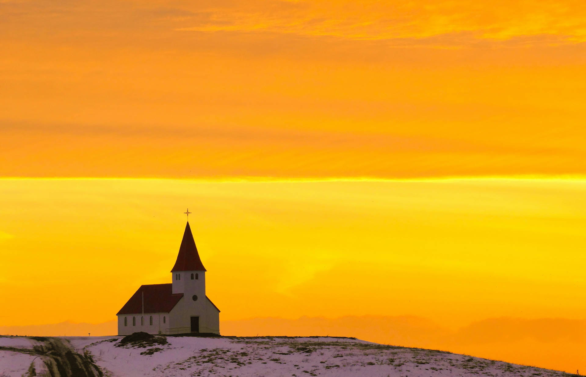 Yellow Hd Iceland Sunset Sky Wallpaper