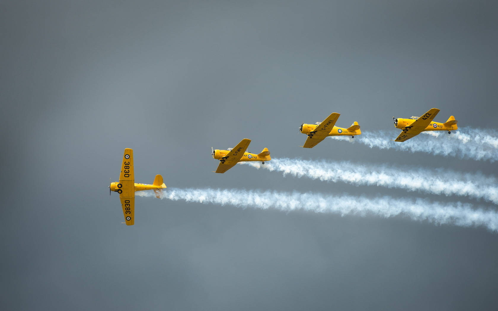 Download Yellow Hd Plane Formation Wallpaper 