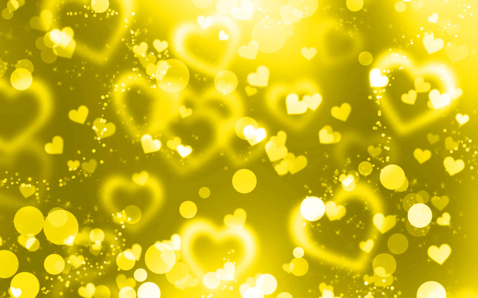 Vibrant Yellow Heart on Grayscale Background Wallpaper