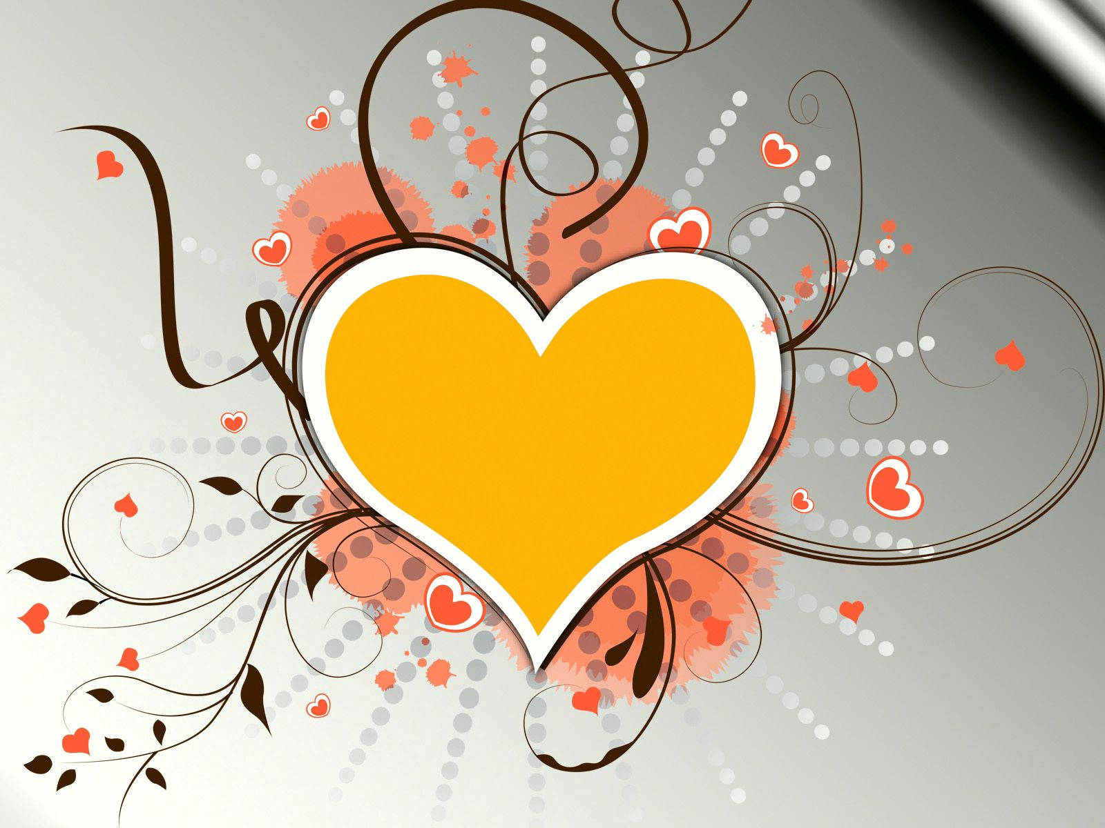 Yellow Heart With Fancy Art Design Wallpaper
