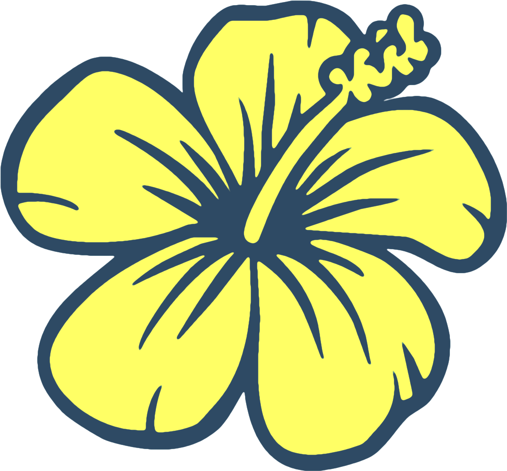 Yellow Hibiscus Vector Illustration PNG