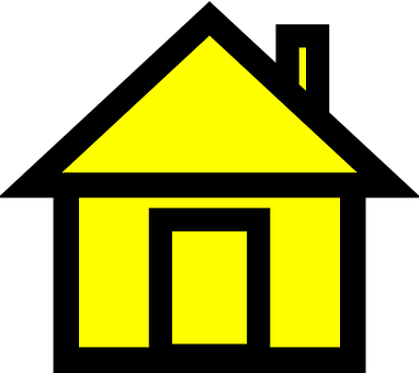 Yellow House Iconon Black Background PNG