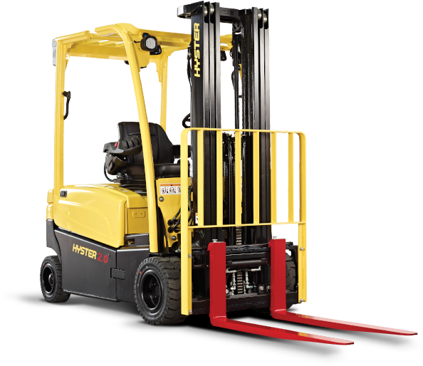 Yellow Hyster Forklift Side View PNG