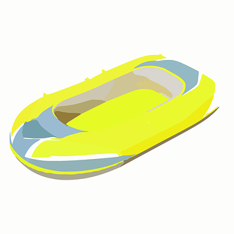 Yellow Inflatable Boat Illustration PNG