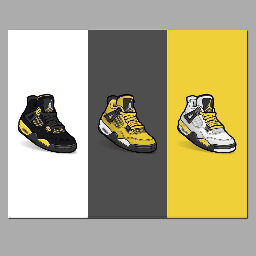 Michael Jordans signatur gule sko skinner lyst mod en sort baggrund. Wallpaper