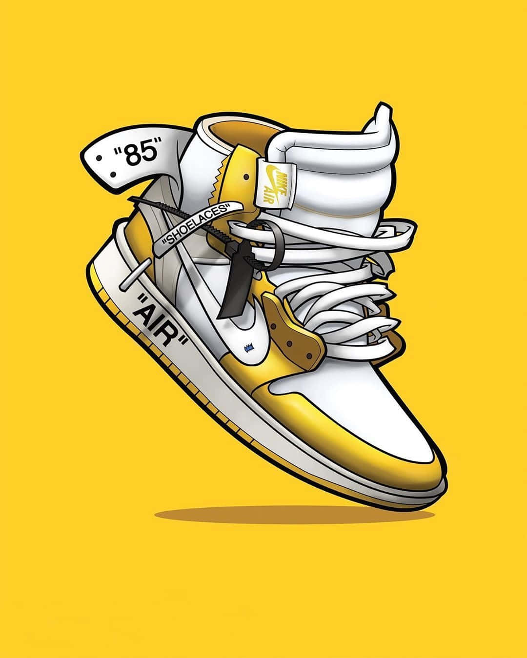 En gul og hvid illustration af et par sneakers Wallpaper