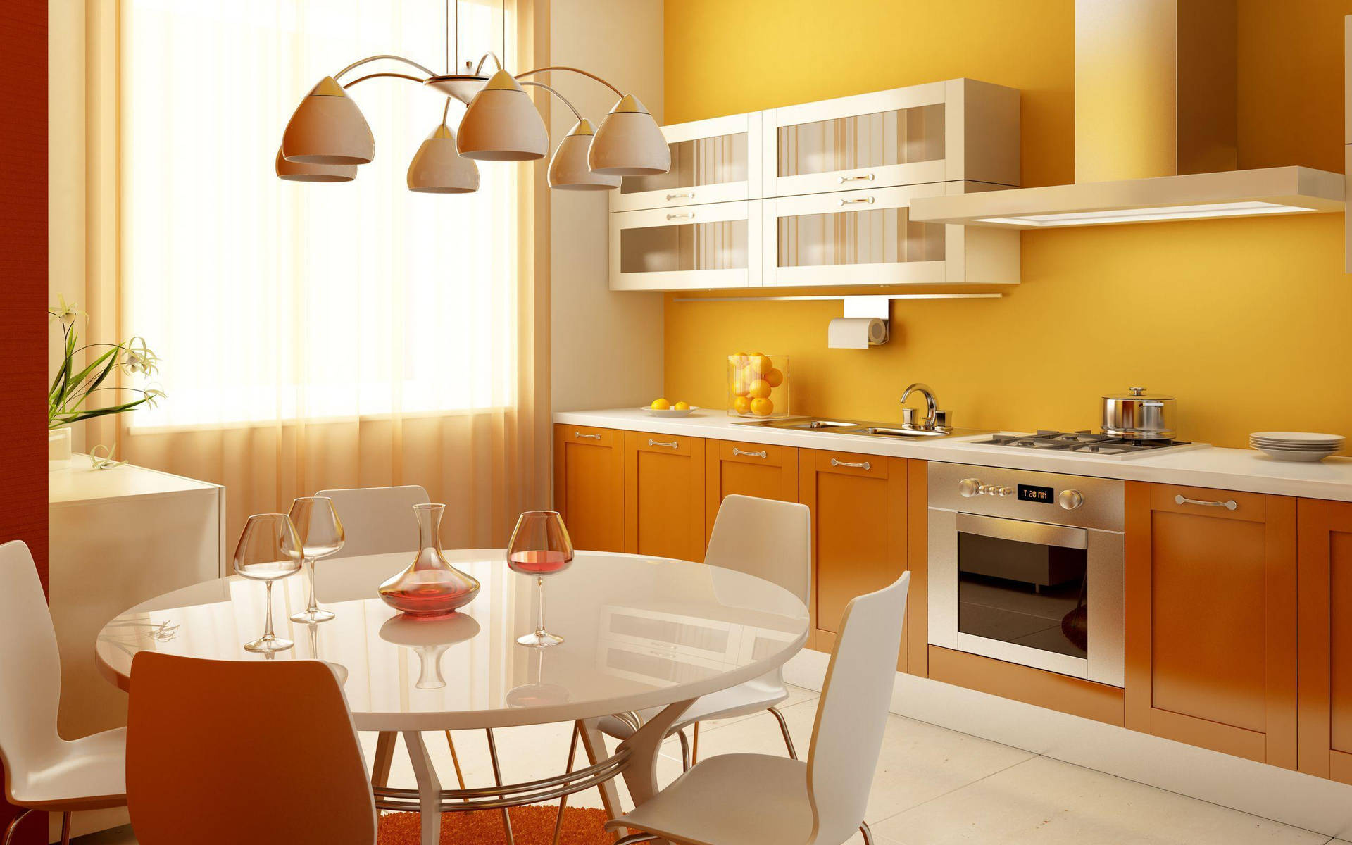 Yellow Kitchen Background Wallpaper