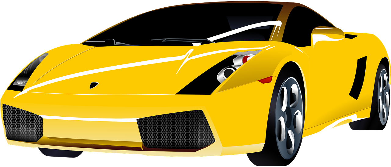 Yellow Lamborghini Cartoon Vector PNG