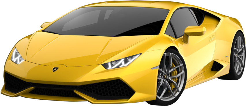 Yellow Lamborghini Huracan Evo Side View PNG