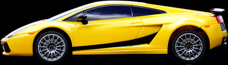 Yellow Lamborghini Side View PNG