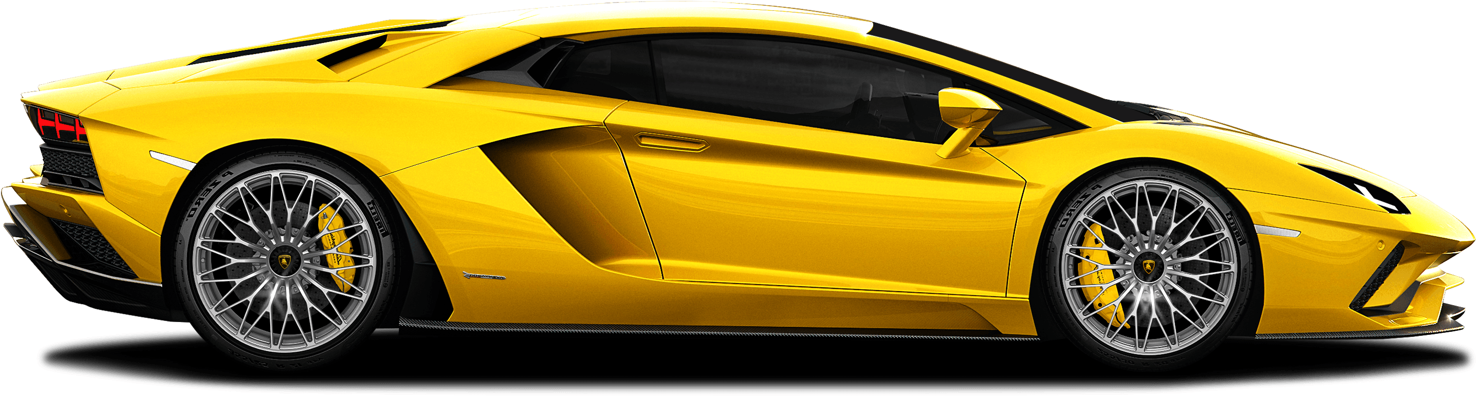 Yellow Lamborghini Side View PNG