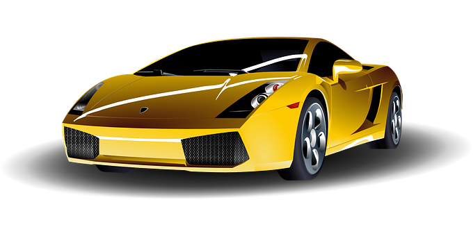Yellow Lamborghini Sports Car Black Background PNG