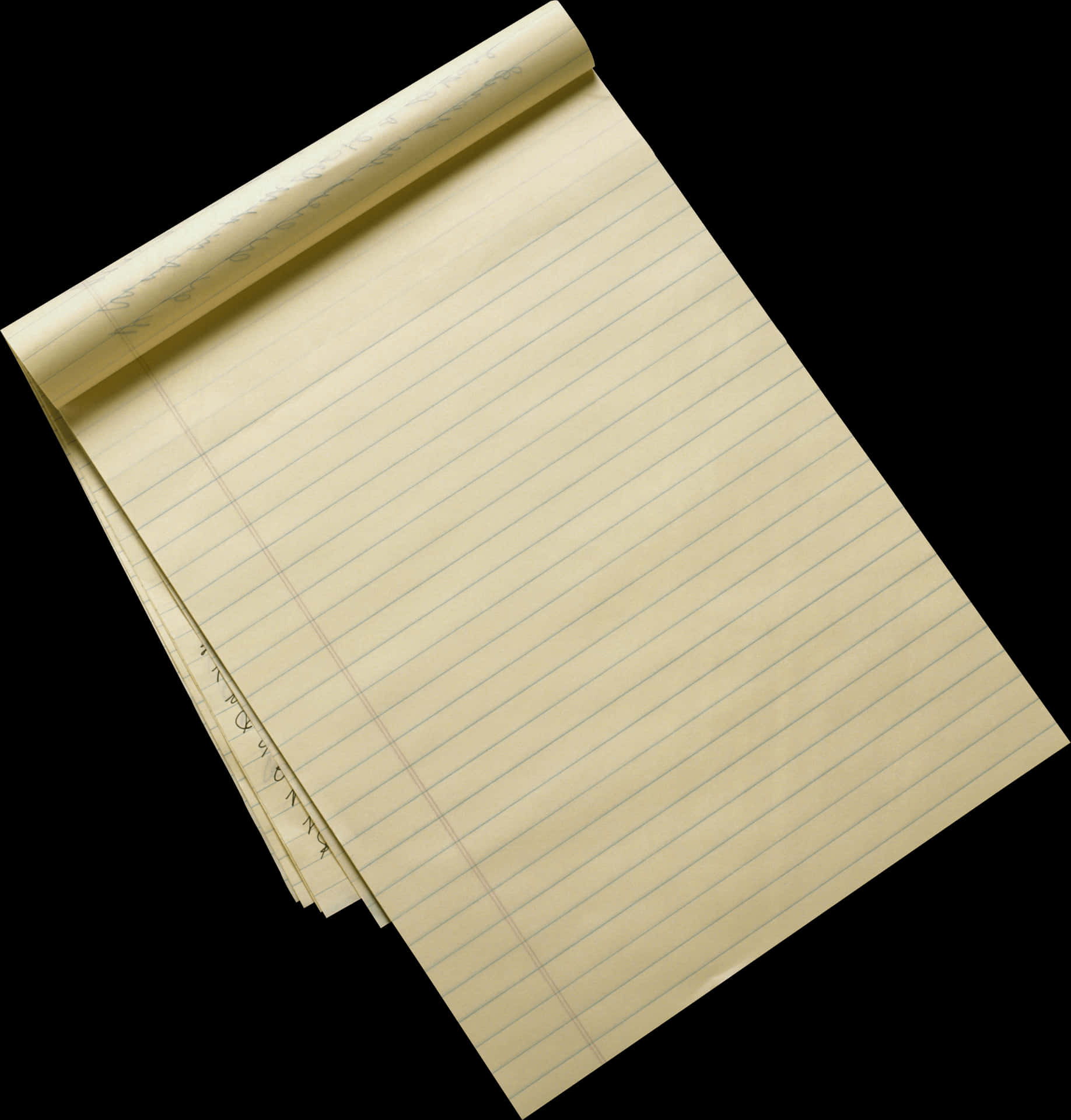 Yellow Lined Paper Pad PNG