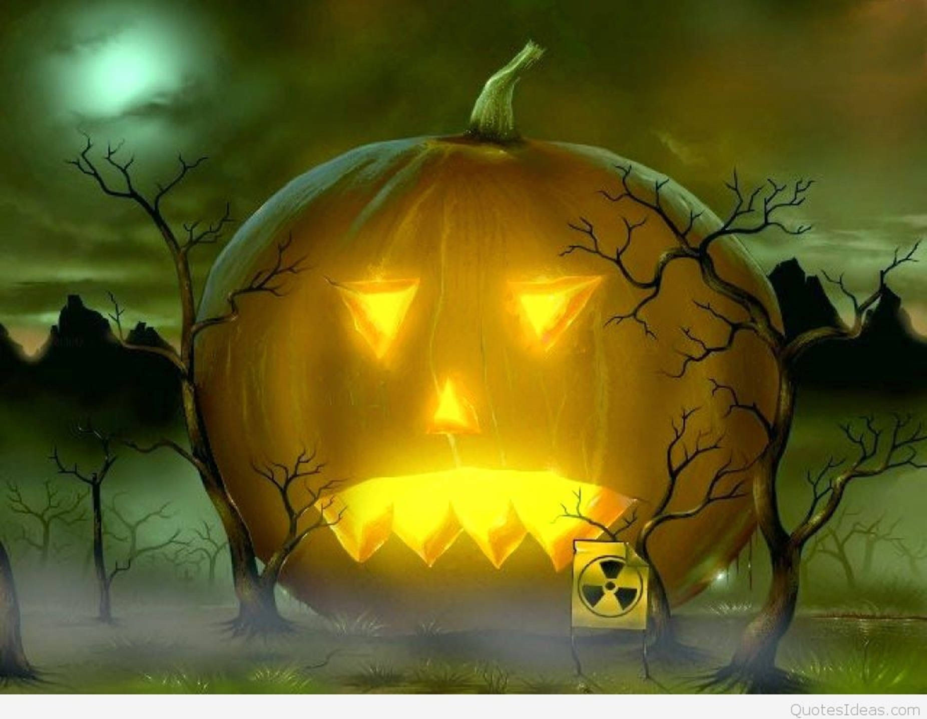 Yellow Lit Halloween Pumpkin 3d Animation Picture