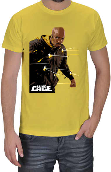 Yellow Luke Cage Tshirt Design PNG