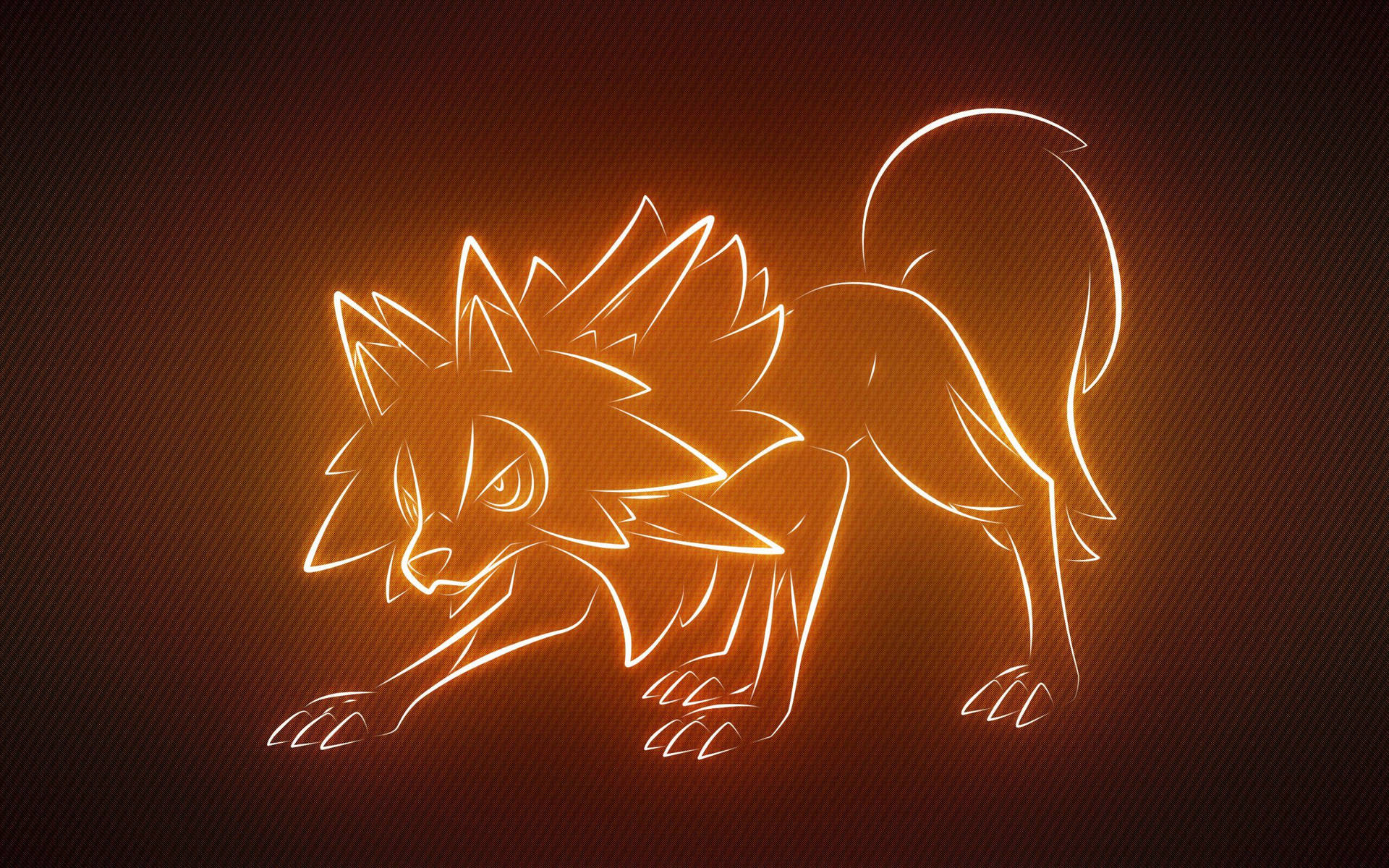 Yellow Lycanroc Outline Wallpaper