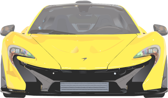 Yellow Mc Laren Sports Car Front View PNG