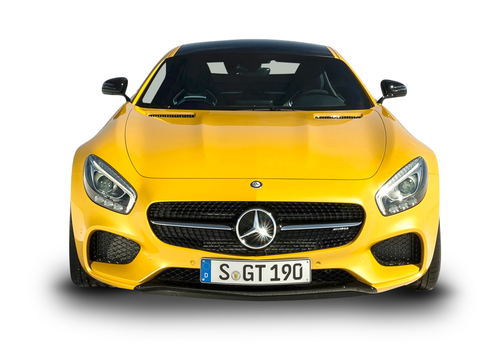 Yellow Mercedes A M G G T Front View PNG
