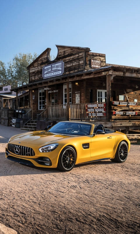Yellow Mercedes Amg In Saloon Iphone Wallpaper