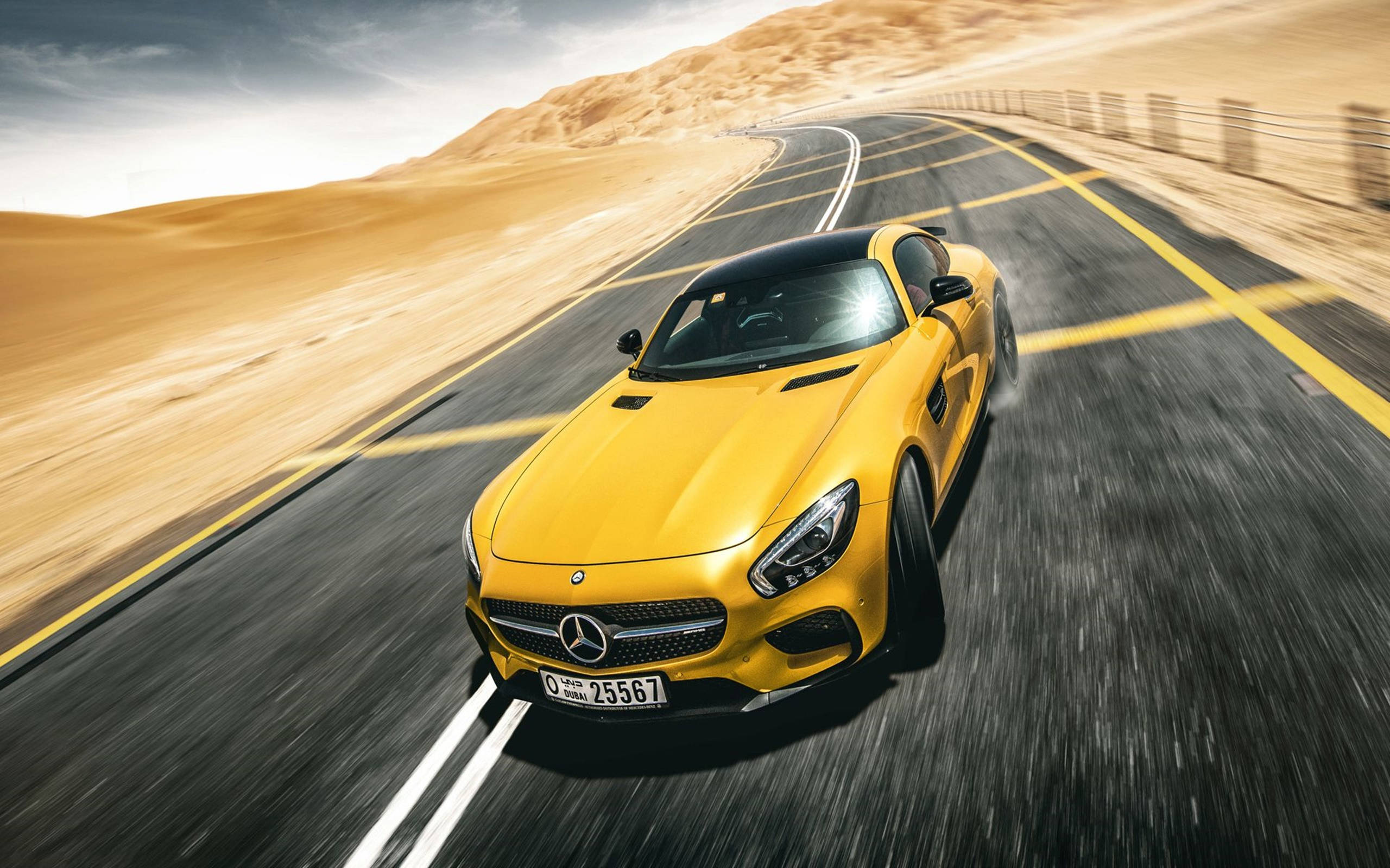 Yellow Mercedes-benz Sports Car Hd Wallpaper