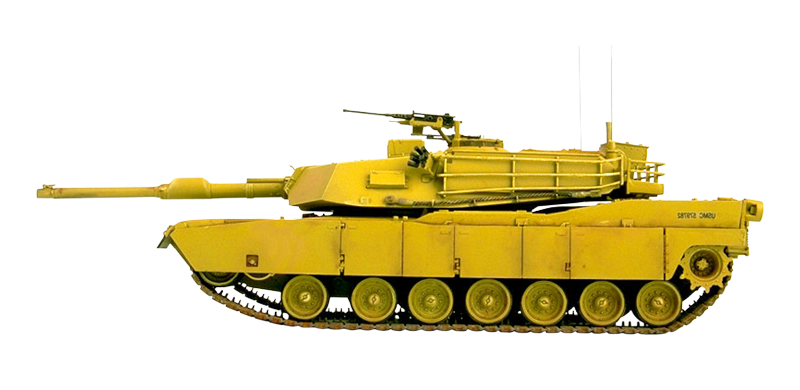 Yellow Military Tank Side View PNG