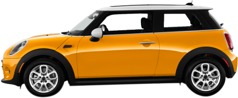 Yellow Mini Cooper Side View PNG