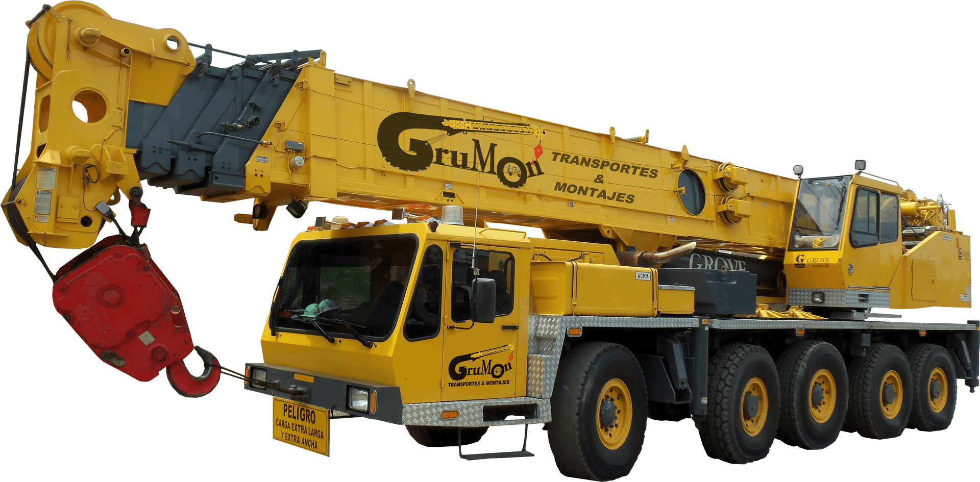 Yellow Mobile Crane Truck PNG