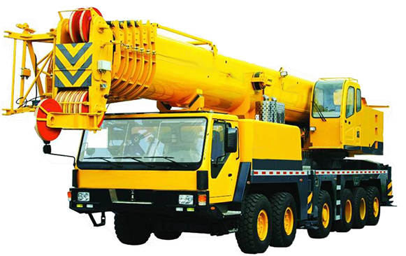 Yellow Mobile Crane Truck PNG