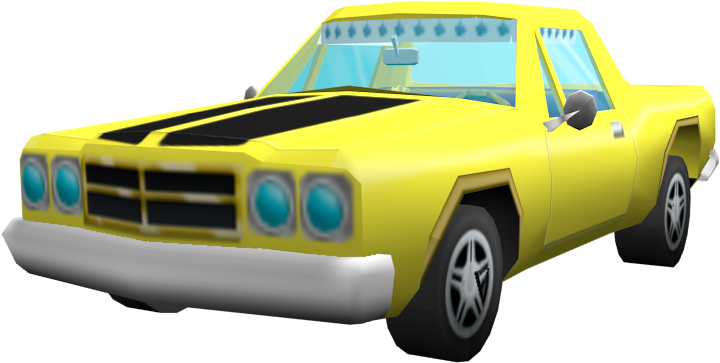 Yellow Muscle Car3 D Model PNG