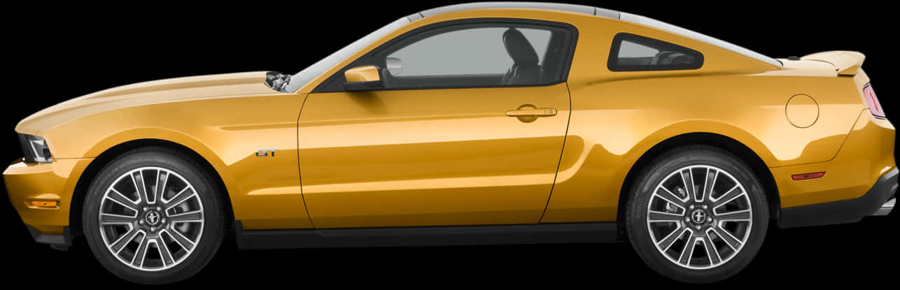 Yellow Mustang Side View PNG