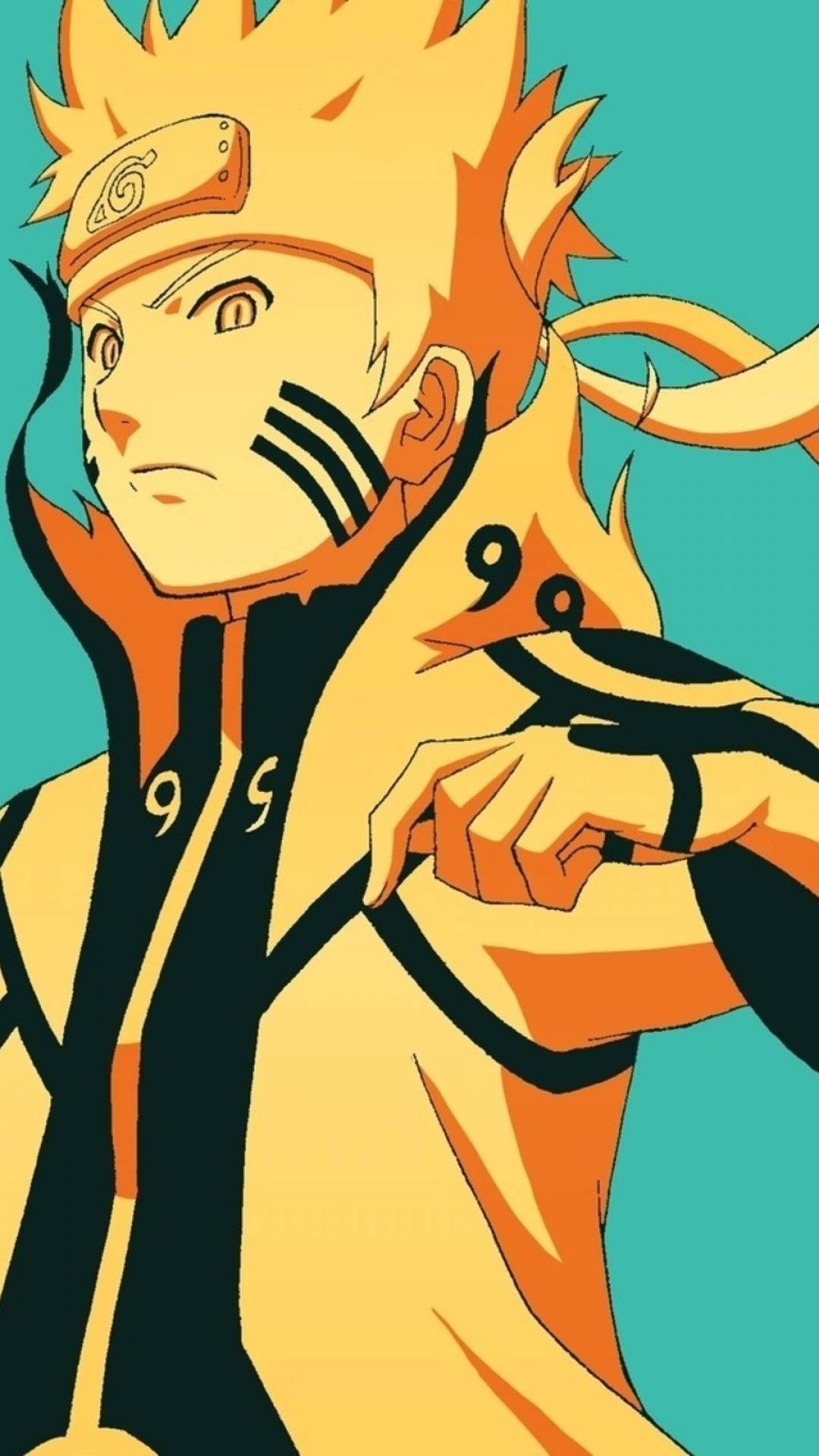 Naruto oplyst af et klart gul lys Wallpaper