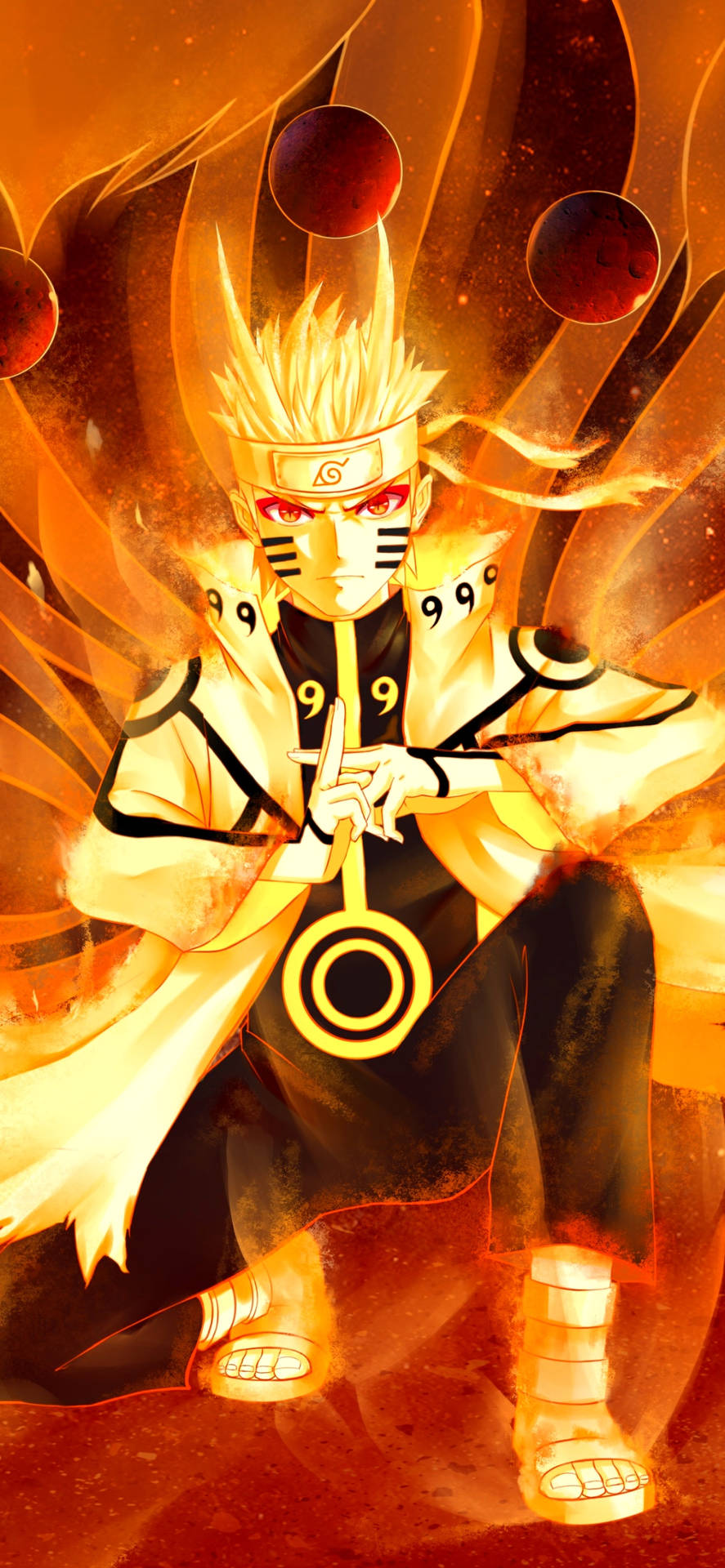 Mostreseu Espírito Ardente Com Um Papel De Parede Amarelo Do Naruto. Papel de Parede
