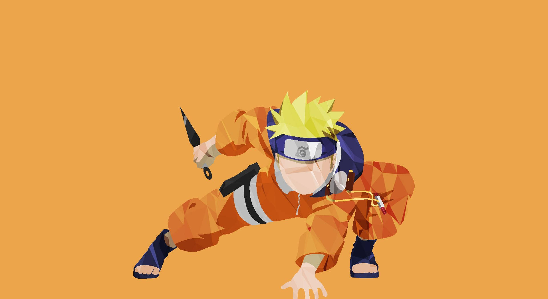 Yellow Naruto Holding A Kunai Wallpaper