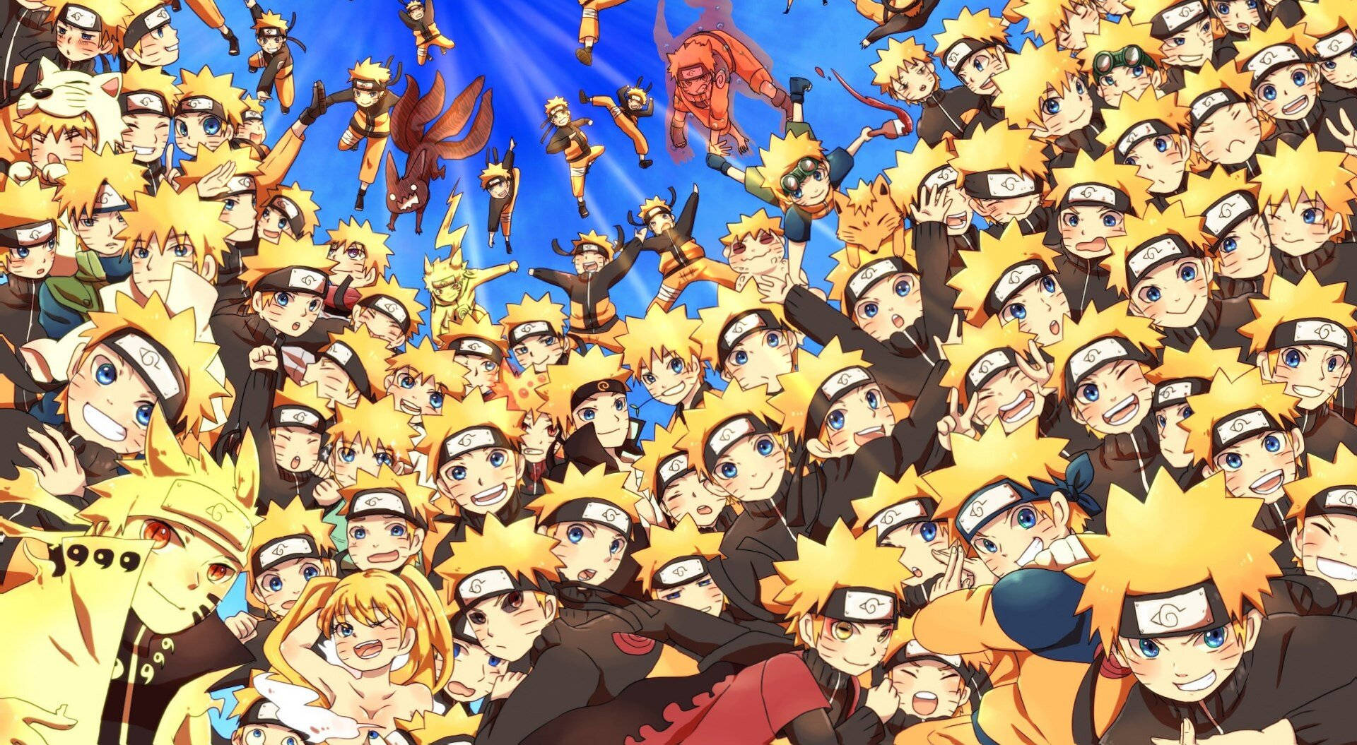 Yellow Naruto With Clones Wallpaper